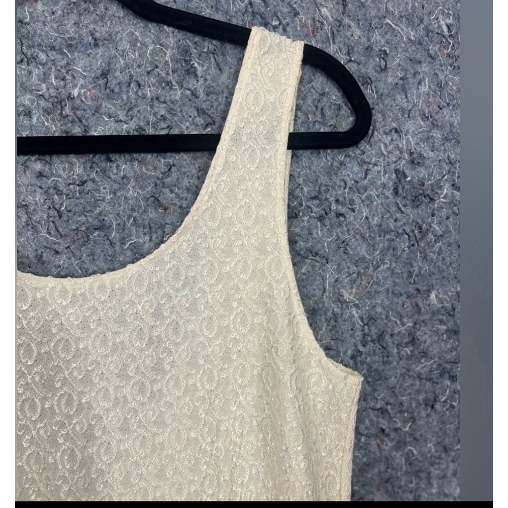 Vintage Ivory Lace Overlay Medium Sheath Dress Maxi Sleeveless Scoop Back - Picture 11 of 12